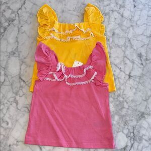 Janie & Jack Yellow and Pink Ruffle Top Bundle 18/24M